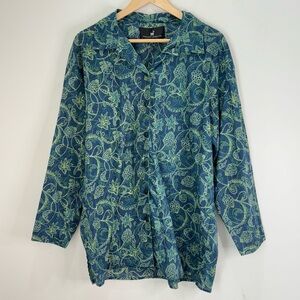 Peruvian Connection Floral Paisley Oversized Shirt Tunic Size Medium-Large